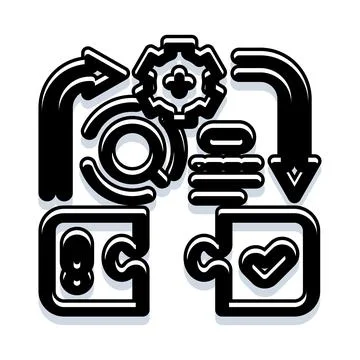 Workflow process optimization connecting data puzzle solution Stock Illustration