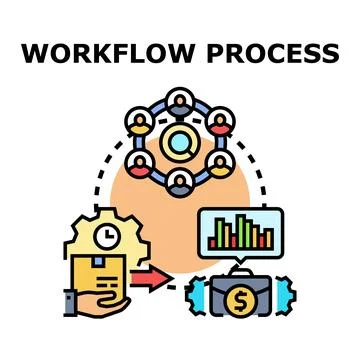 Workflow process optimizing teamwork and business management 스톡 일러스트
