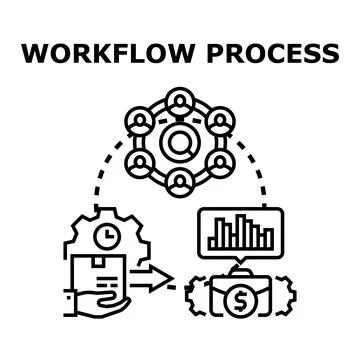 Workflow process optimizing teamwork and business management Stock Illustration