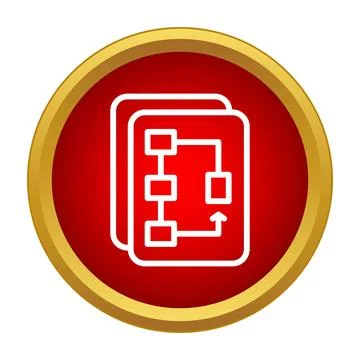 Workflow process planning flowchart icon on red button Stockillustratie