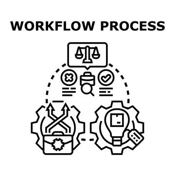 Workflow process representing business development and evaluation Stock Illustration