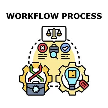 Workflow process representing business development and evaluation Stock Illustration