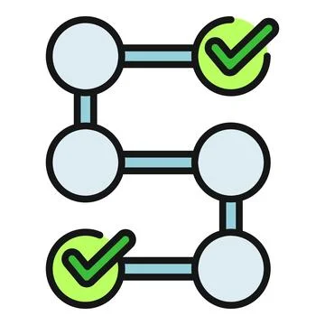 Workflow process steps with completed tasks checkmark Stock Illustration