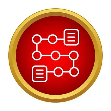 Workflow process steps planning icon in red circle Stock Illustration
