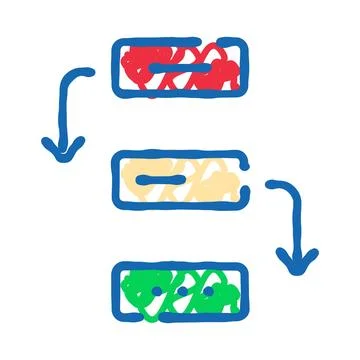 Workflow process steps with sequential order diagram Ilustración de archivo