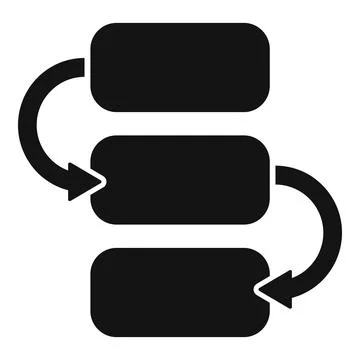 Workflow process with three steps connected by arrows 库存插图