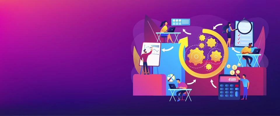 Workflow processes concept banner header. Stock Illustration