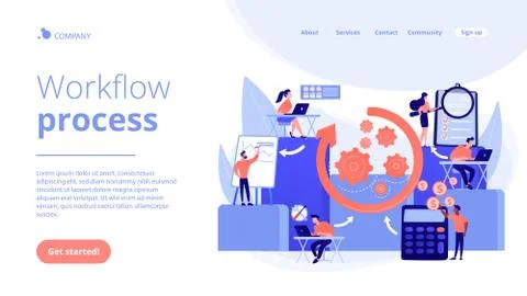 Workflow processes concept landing page. Illustrazione stock