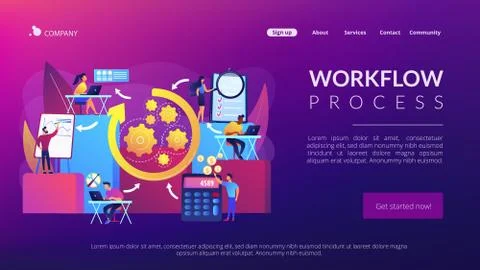 Workflow processes concept landing page. Stock Illustration