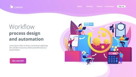 Workflow processes concept landing page. Stock Illustration