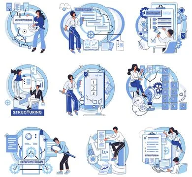 Workflow. Professional control ensures efficient management business processes Stock Illustration