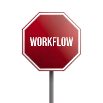Workflow - red sign isolated on white background Stock Illustration
