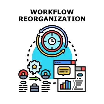 Workflow reorganization process optimizing business productivity Stock Illustration