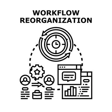 Workflow reorganization process optimizing business productivity Stock Illustration