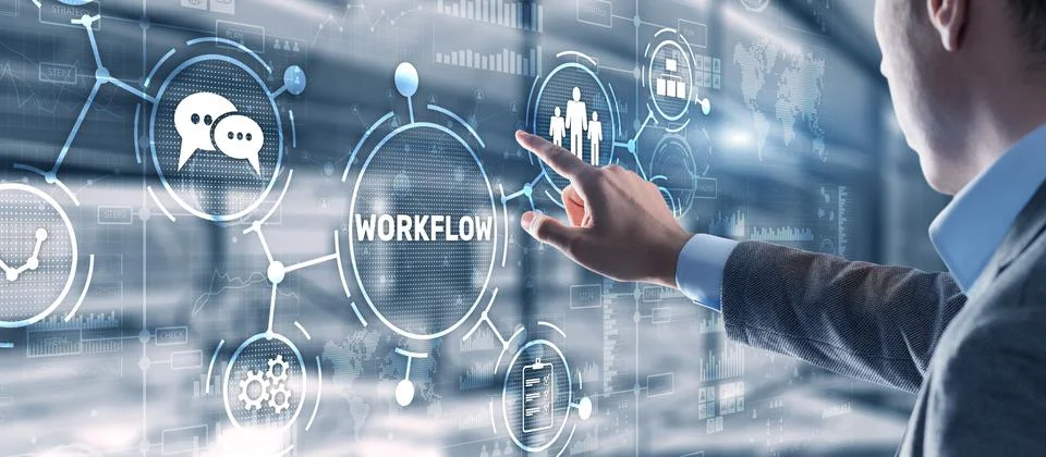 Workflow Repeatability Systematization Buisness Process. Business Technology Stock Photos