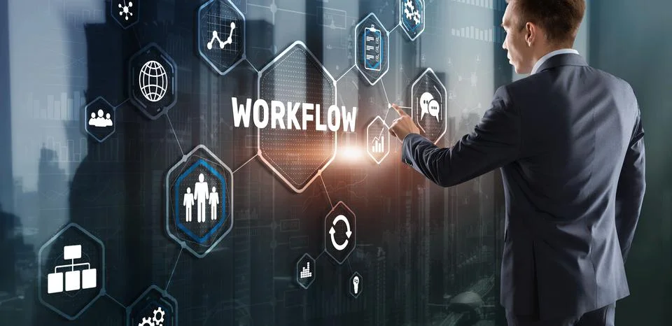 Workflow Repeatability Systematization Buisness Process. Business Technology Stock Photos