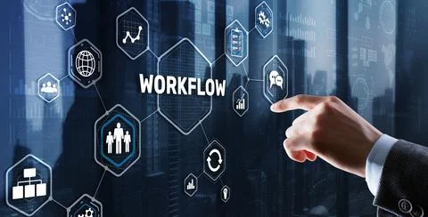 Workflow Repeatability Systematization Buisness Process. Business Technology Foto stock