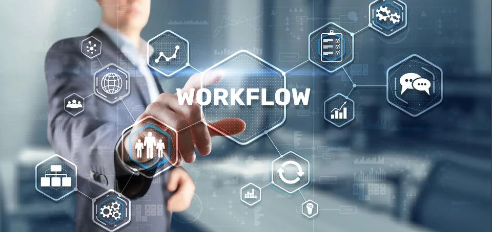 Workflow Repeatability Systematization Buisness Process. Business Technology Stock Photos