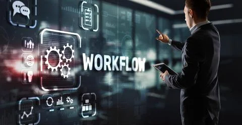 Workflow Repeatability Systematization Buisness Process. Business Technology Foto stock