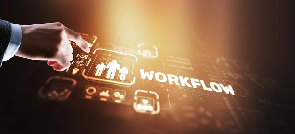 Workflow Repeatability Systematization Business Process. Business Technology Foto stock