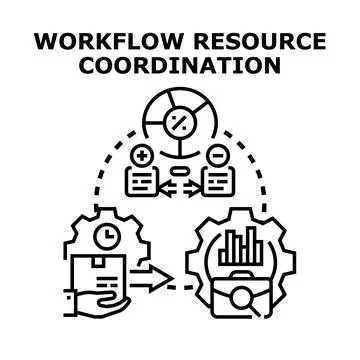 Workflow resource coordination and optimization concept Illustrazione stock