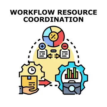Workflow resource coordination and optimization concept Stock Illustration