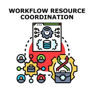 Workflow resource coordination for business management system Stock Illustration