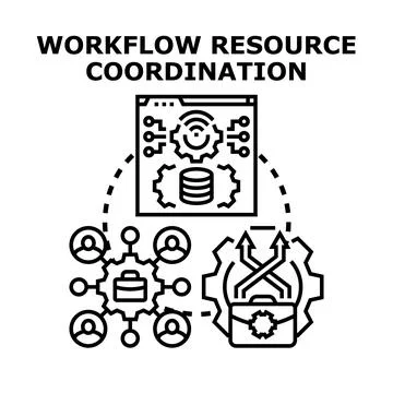 Workflow resource coordination for business management system Stock Illustration