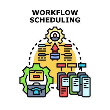 Workflow scheduling managing business process automation Stock Illustration