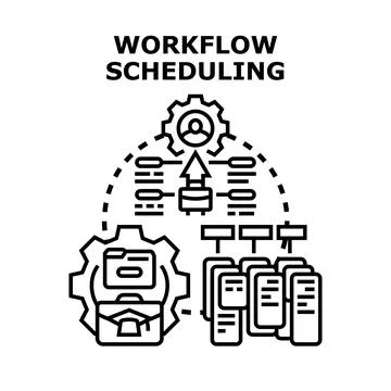 Workflow scheduling managing business process automation Stock Illustration