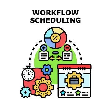 Workflow scheduling process planning and task management イラスト素材