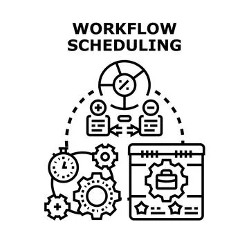 Workflow scheduling process planning and task management 스톡 일러스트