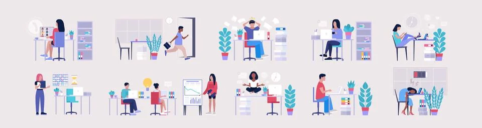 Workflow set Stock Illustration