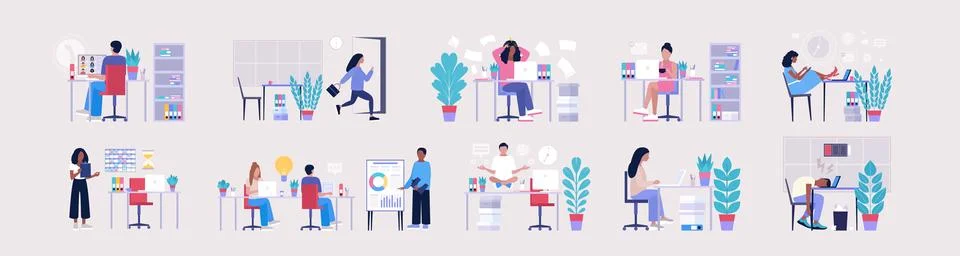 Workflow set Stock Illustration