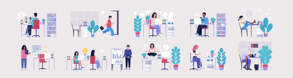Workflow set Stock Illustration