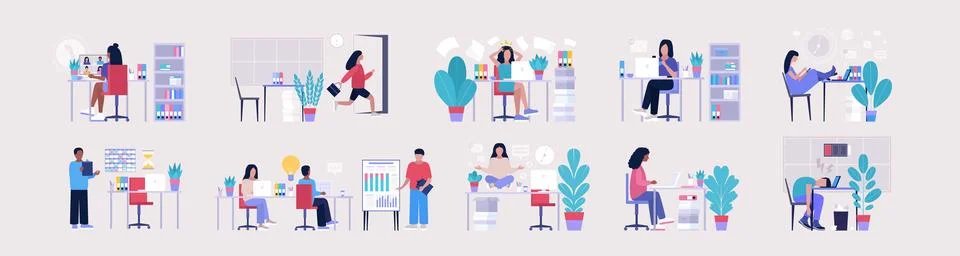 Workflow set Stock Illustration