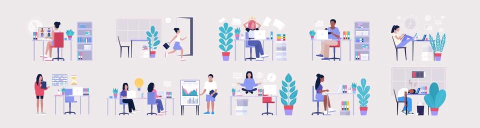 Workflow set Stock Illustration