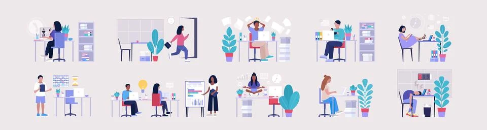 Workflow set Stock Illustration