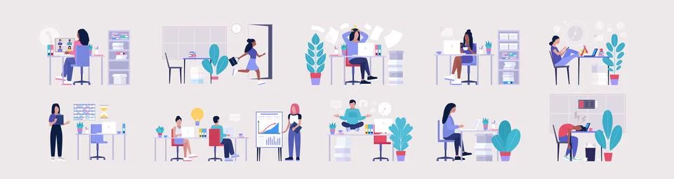 Workflow set Stock Illustration