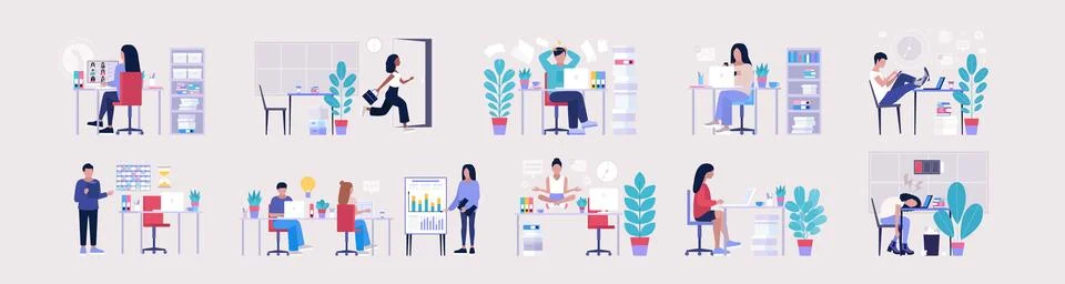 Workflow set Stock Illustration