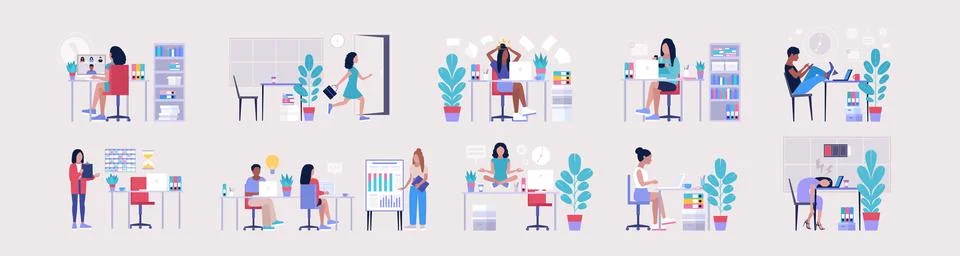 Workflow set Stock Illustration