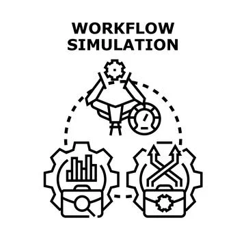 Workflow simulation creating business process optimization Stock Illustration