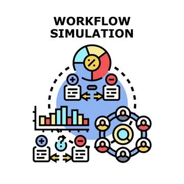 Workflow simulation modeling business process optimization イラスト素材