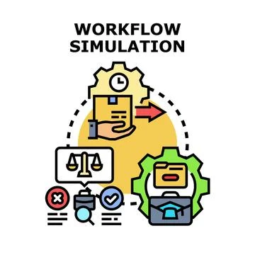 Workflow simulation process optimizing business operations Stock Illustration