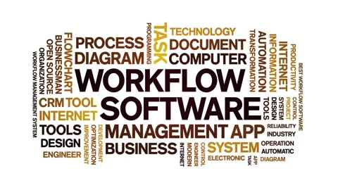 Workflow Software animated word cloud,animation tag kinetic typography loop. Video stock 262652865