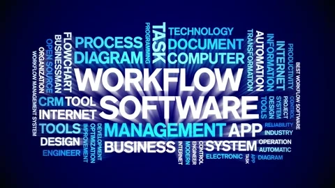 Workflow Software animated word cloud,animation tag kinetic typography loop. Video stock 262661154