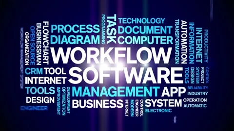 Workflow Software animated word cloud,animation tag kinetic typography loop. 스톡 동영상 262661485