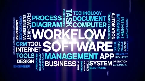 Workflow Software animated word cloud,animation tag kinetic typography loop. 스톡 동영상 262661934