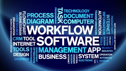 Workflow Software animated word cloud,animation tag kinetic typography loop. 스톡 동영상 262662010