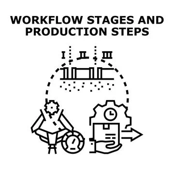 Workflow stages and production steps planning process Stock Illustration